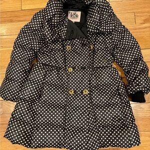 Juicy Couture Black and White Puffer Jacket with Polka Dot Pattern